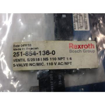 LOT USA Mexico OF 2 NEW BOSCH REXROTH TEKNIK 251-854-136-0 1/4&#034;NPT S-VALVE (U4)