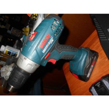 Bosch 18 volt lithium drill set w/2 batts, 30 minute peak charger and hard case