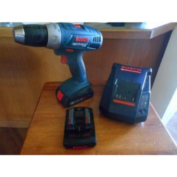 Bosch 18 volt lithium drill set w/2 batts, 30 minute peak charger and hard case