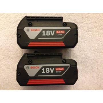 2 New Bosch BAT620 18V 18 Volt 4.0Ah Lithium Ion Batteries FatPack Li-ion