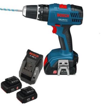 NEW! Bosch 18V Cordless Drill Driver Combo Kit + 2 Battery + Charger- GSR 18-2LI