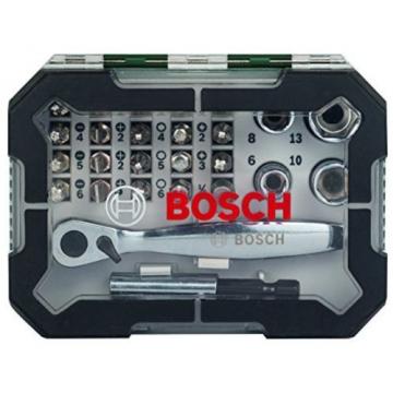 Bosch Screwdriver Colour Coded Bit and Compact Ratchet 26 Pieces Set Storage Box