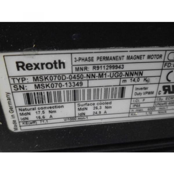 REXROTH Singapore Russia MSK070D-0450-NN-M1-UG0-NNNN 3-PHASE MOTOR *USED* #4 image