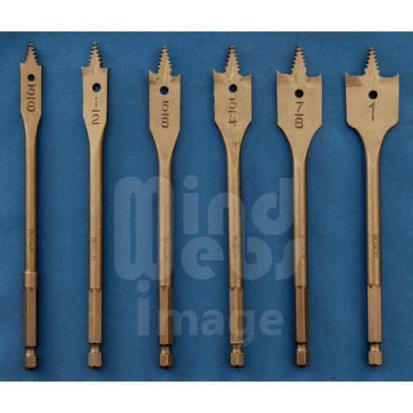 BOSCH 6pc Self Cut Spade Flat Wood Drill Bit Set in Fabric Case #3 image